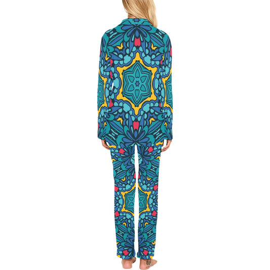 Kaleidoscope Pattern Print Design 04 Women's Long Pajama Set