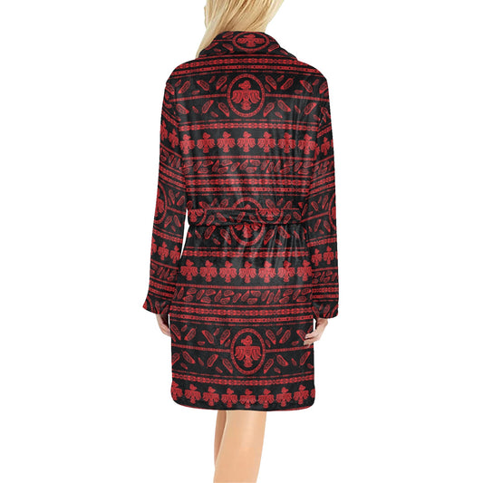 Native American Eagle Themed Print Women's Fleece Robe