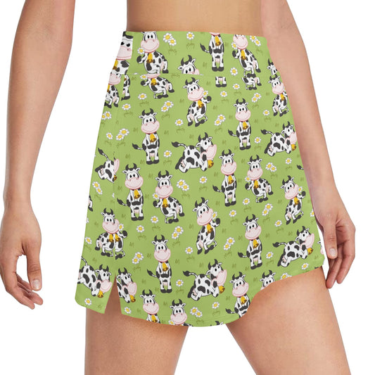 Cattle Print Design LKS401 17" Golf & Pickleball Skort with Pockets