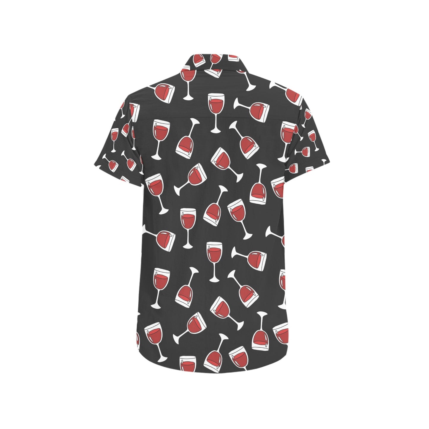 Wine Glass Print Design LKS303 Men Short Sleeve Button Up Shirt