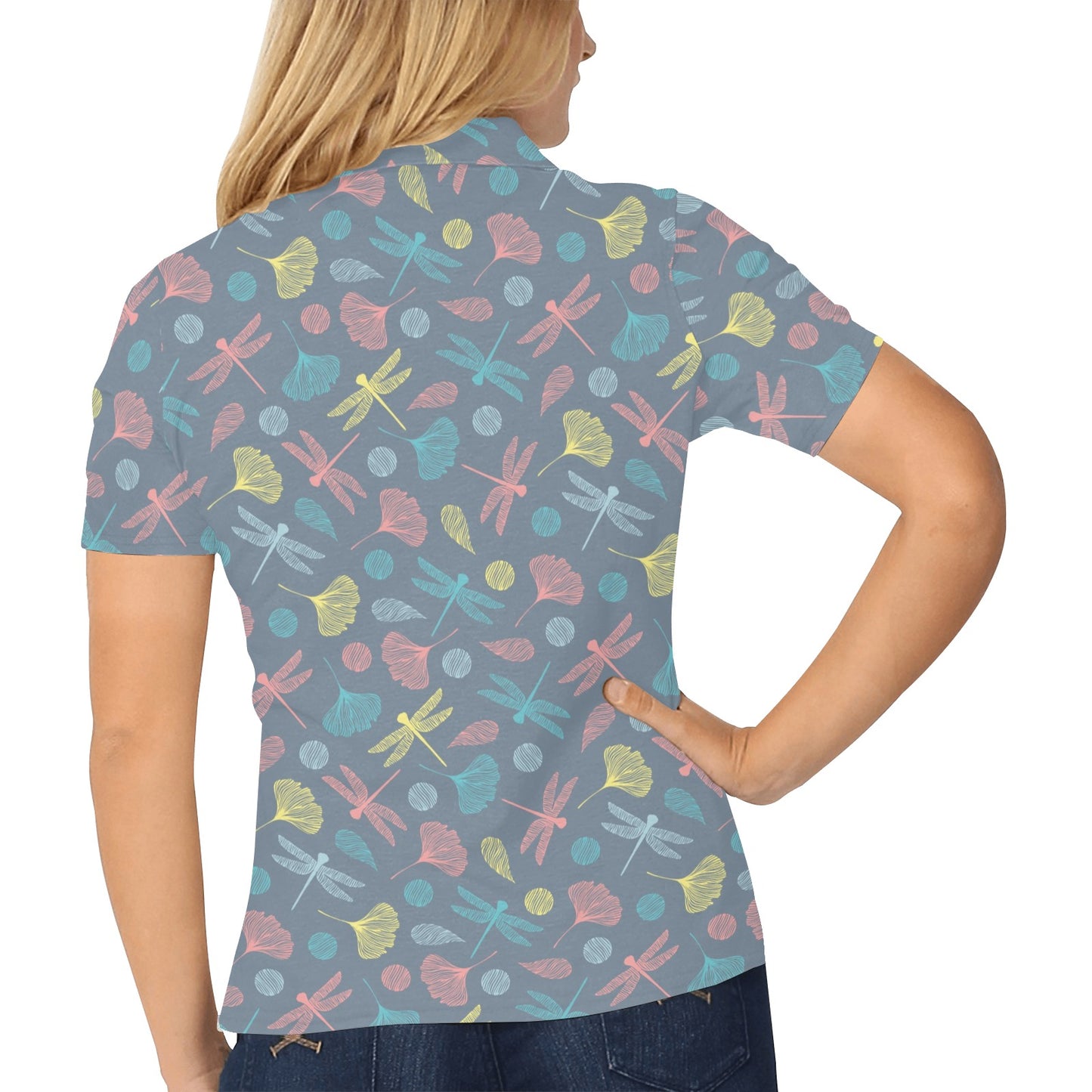 Dragonfly Print Design LKS403 Women's Polo Shirt