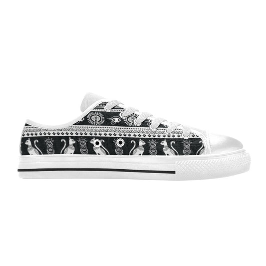 Tribal Pattern Print Design LKS305 Women's White Low Top Shoes