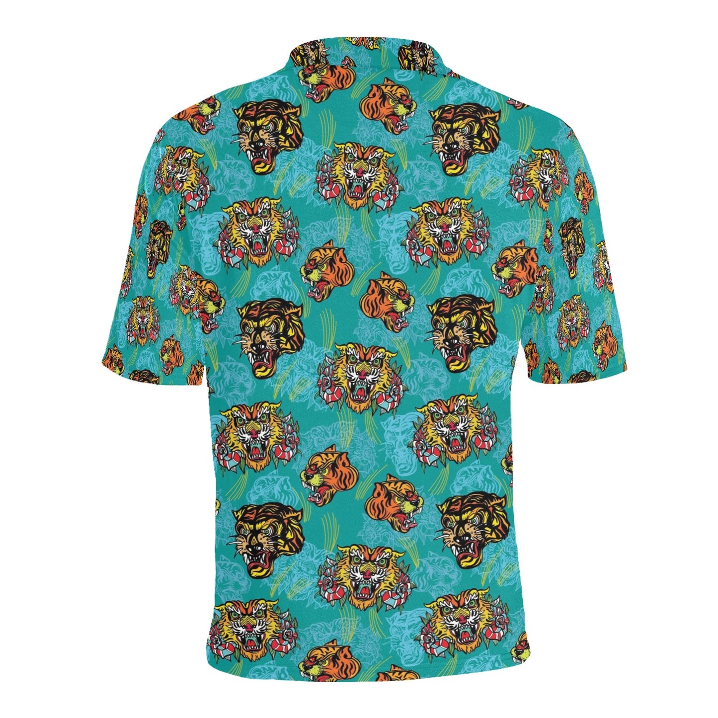 Tattoo Tiger Head Print Design LKS304 Men Polo Shirt