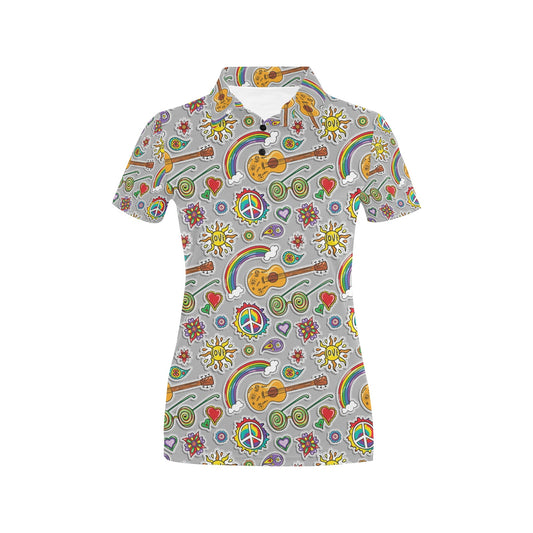 Hippie Print Design LKS306 Women's Polo Shirt