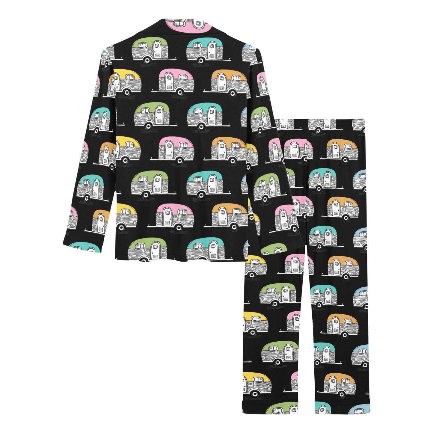 Camper Pattern Camping Themed No 2 Print Women's Long Pajama Set