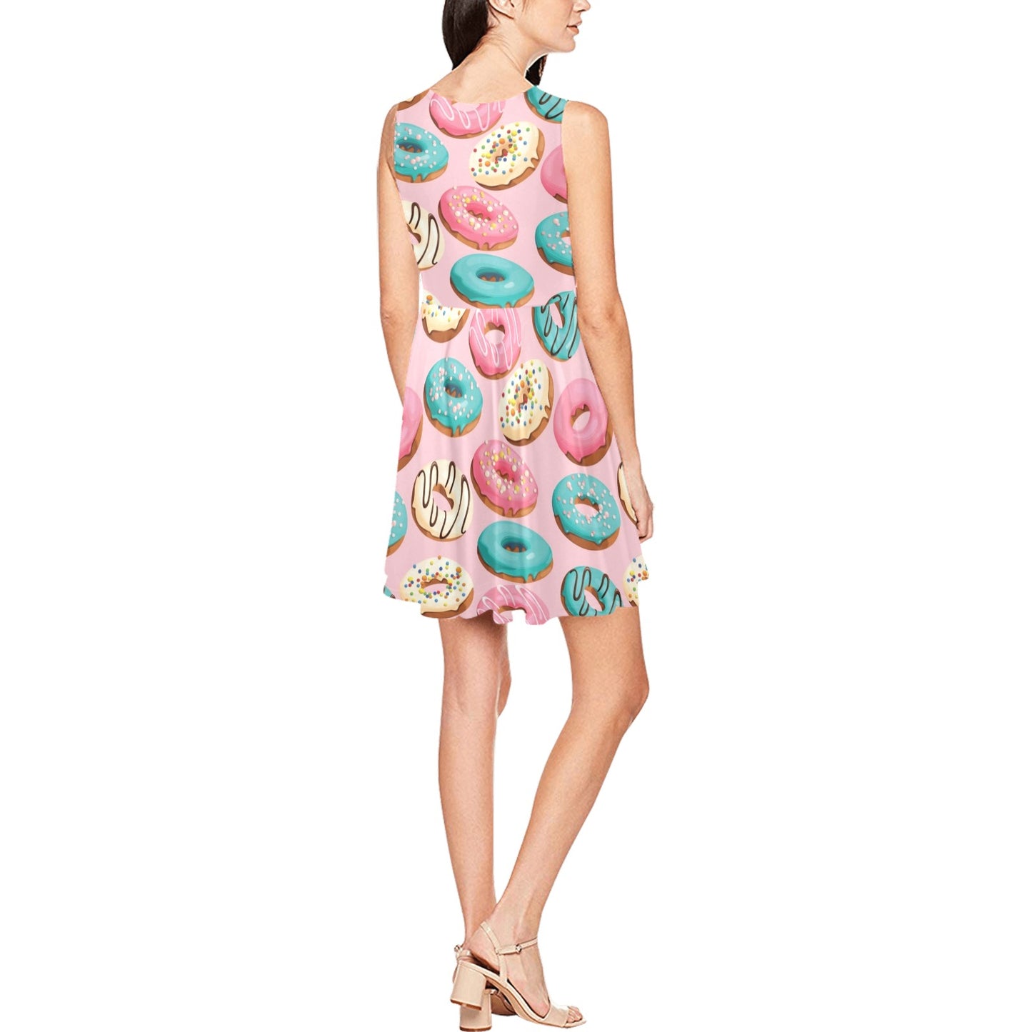 Donut Pattern Print Design DN06 Sleeveless Dress