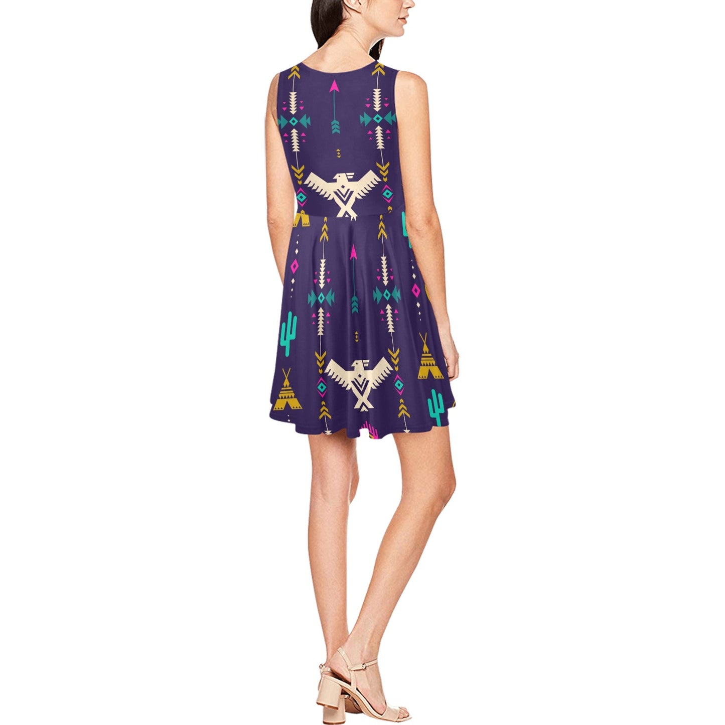 Native American Eagle Indian Pattern Sleeveless Dress