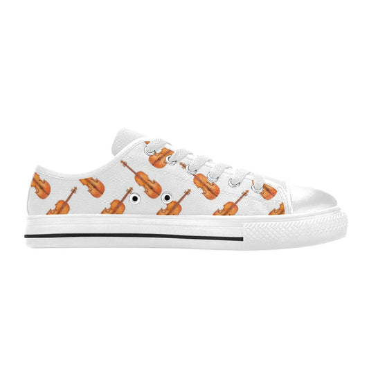Violin Print Design LKS401 Women's White Low Top Shoes