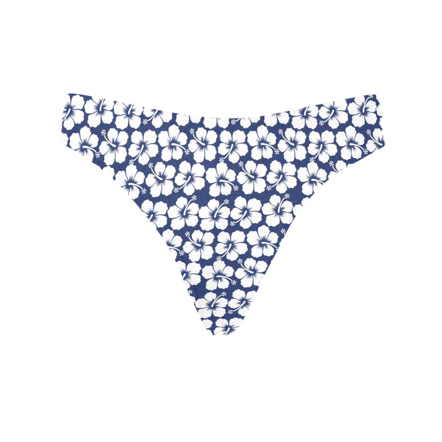 Hibiscus Blue Hawaiian Flower Pattern Women's Thongs