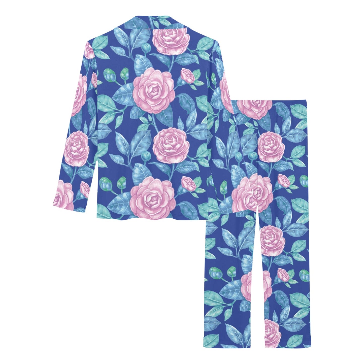 Camellia Pattern Print Design CM05 Women's Long Pajama Set