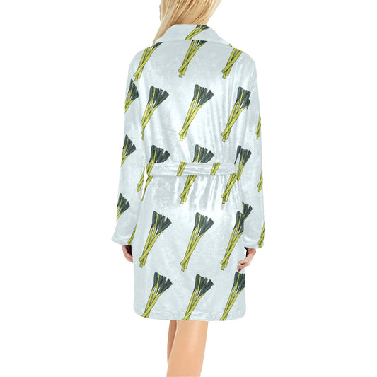Leek Pattern Print Design 03 Women's Fleece Robe