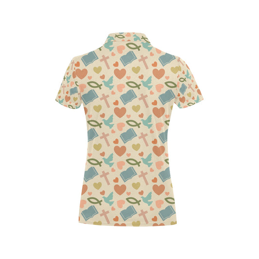 Christian Symbol Pattern Women's Polo Shirt