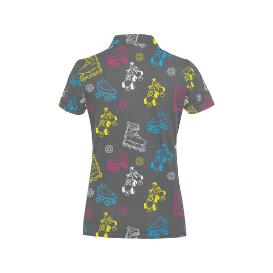 Roller skate Pattern Print Design A02 Women's Polo Shirt