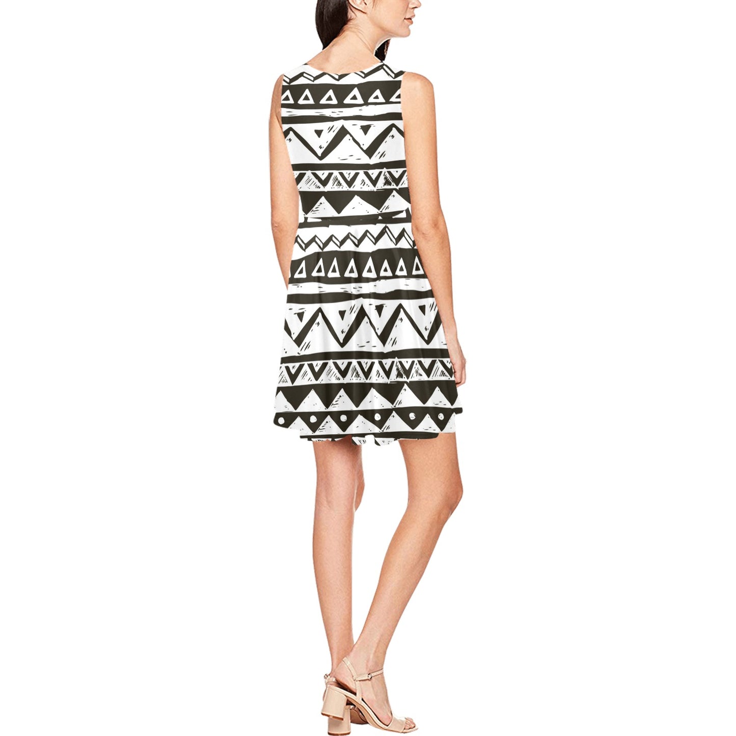 Hand draw Tribal Aztec Sleeveless Dress