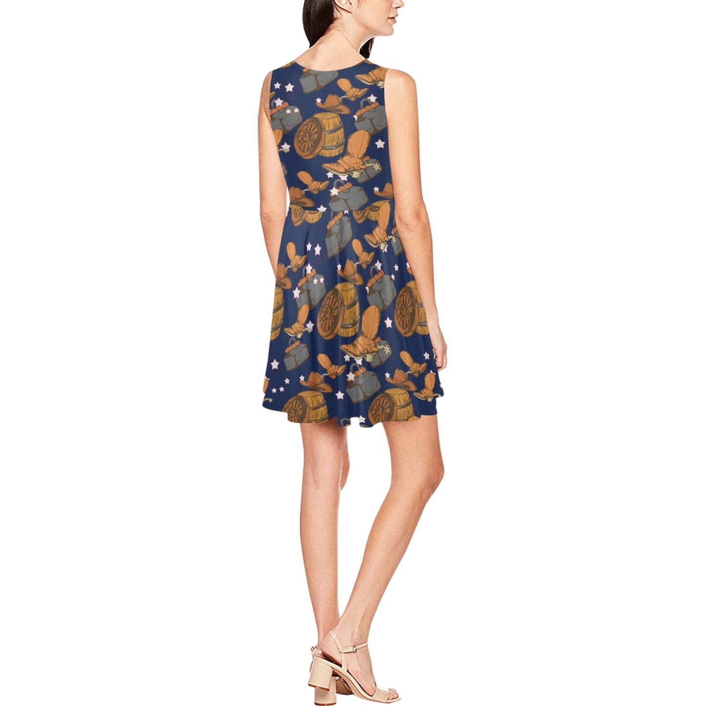 Cowboy Pattern Print Design 03 Sleeveless Dress