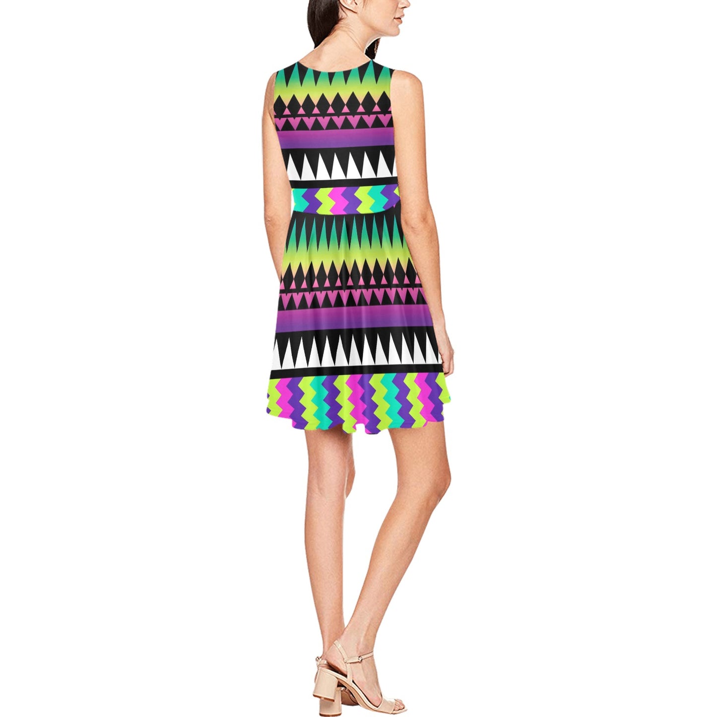 Animal Skin Aztec Rainbow Sleeveless Dress