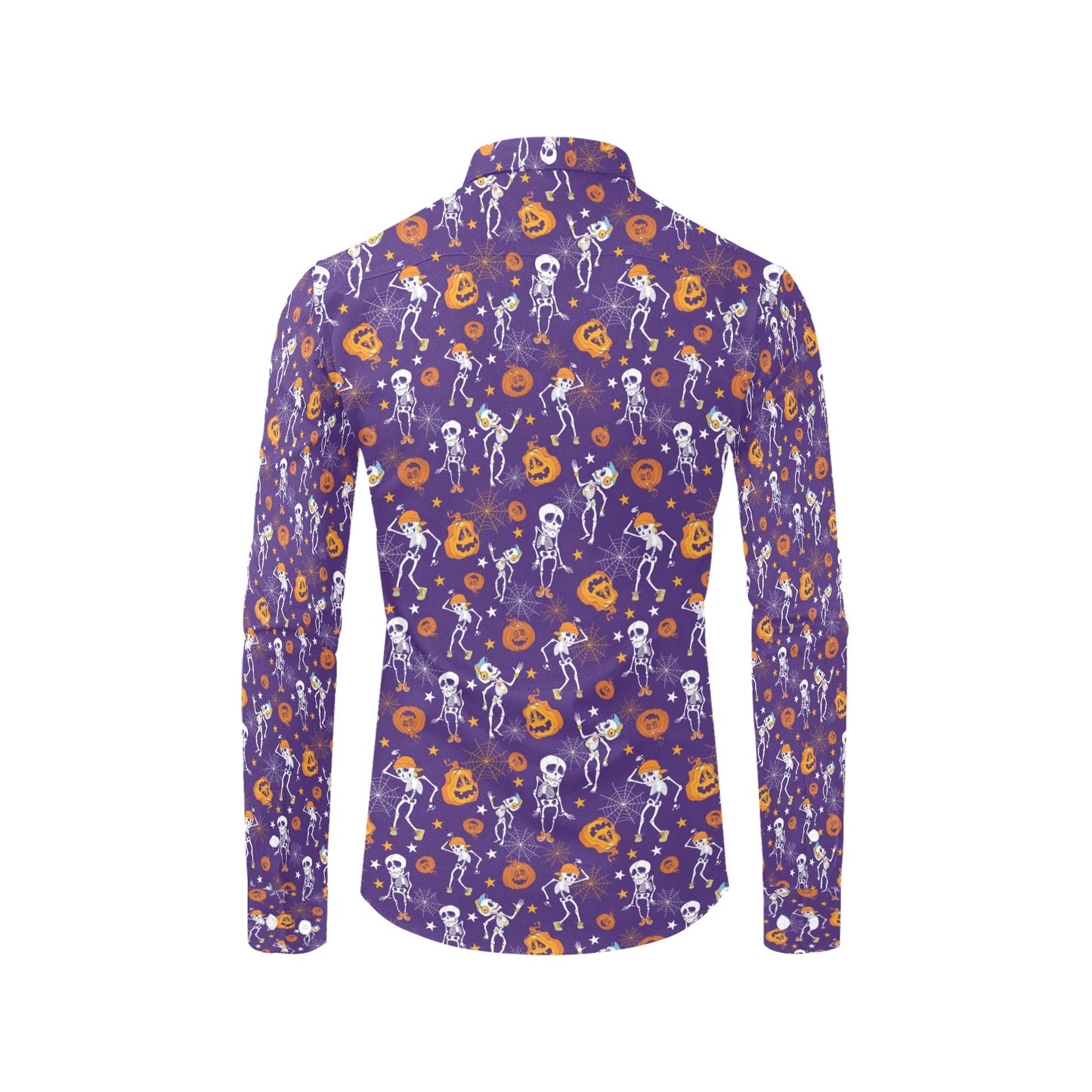 Skeleton Halloween Dance Print Design LKS304 Men's Long Sleeve Dress Shirt