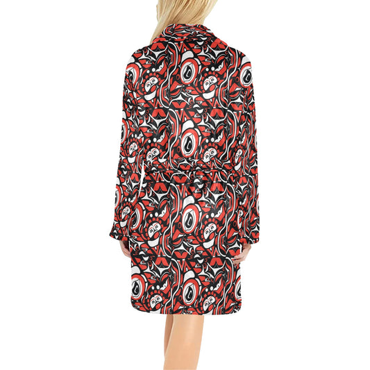 Native North American Themed Print Women's Fleece Robe