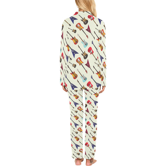 Electric Guitar Print Design LKS404 Women's Long Pajama Set