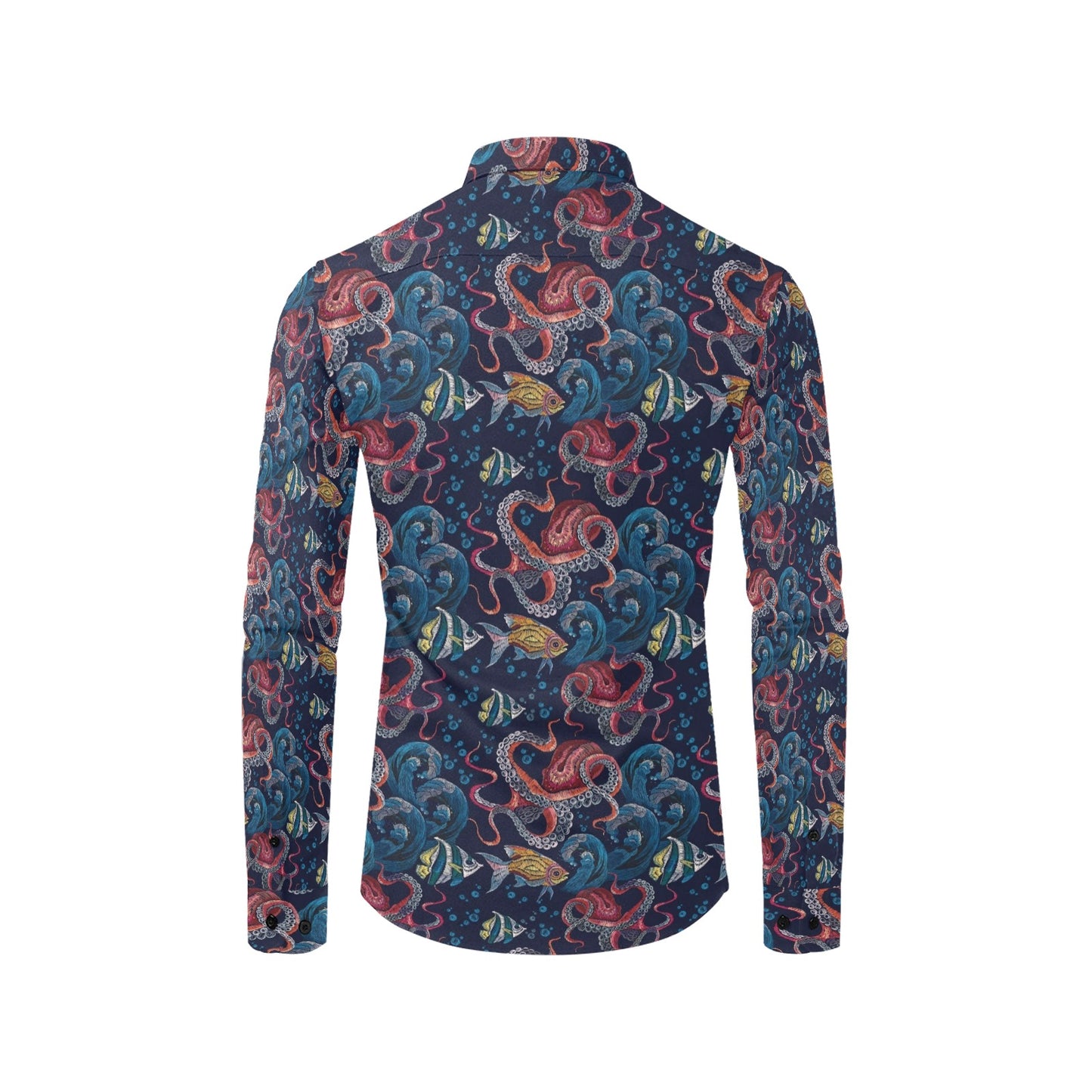 Underwater Giant Squid Print Design LKS302 Men's Long Sleeve Dress Shirt