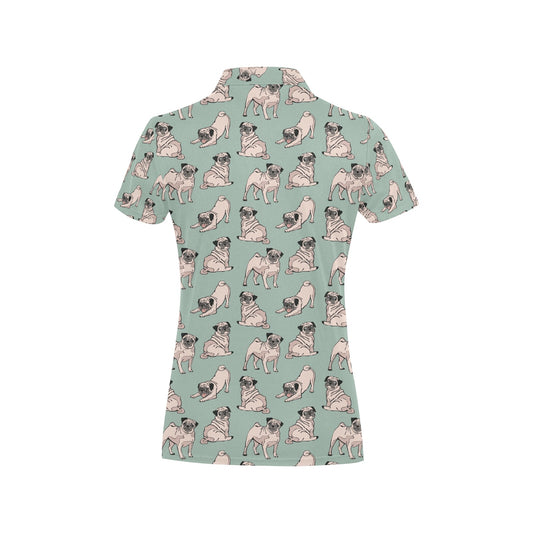 Pug Pattern Print Design A01 Women's Polo Shirt