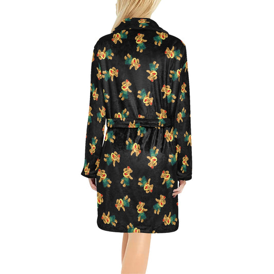 Hula Bear Pattern Print Design 06 Women's Fleece Robe