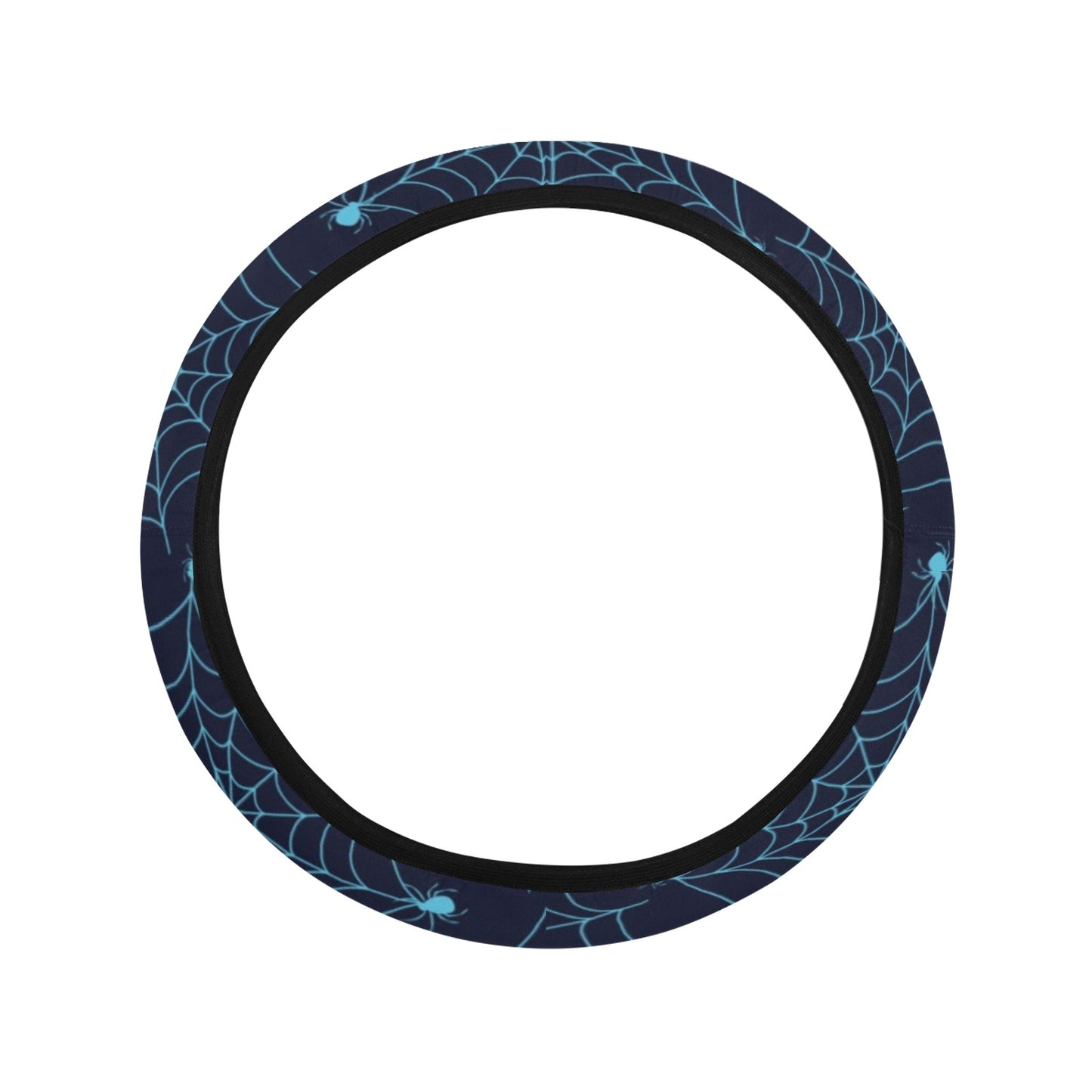 Spider Web Blue Print Design LKS304 Steering Wheel Cover with Elastic Edge