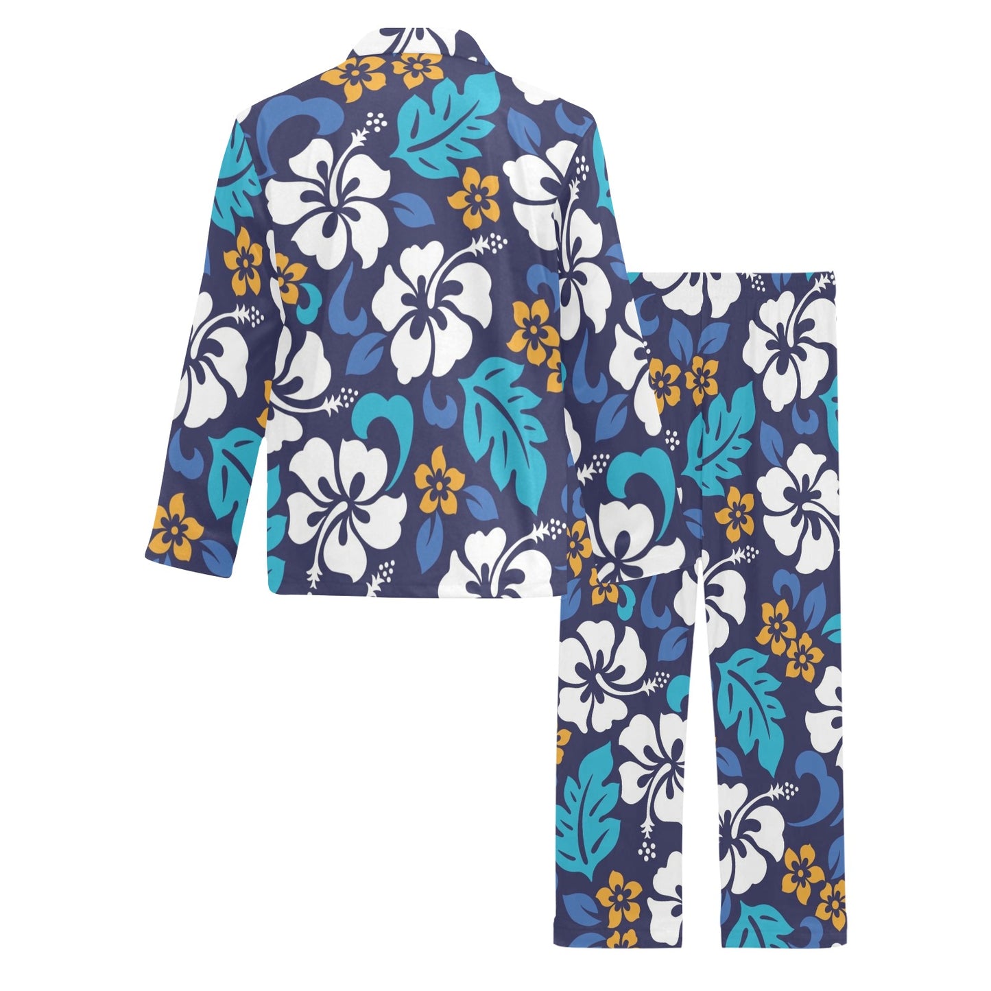 Hibiscus Pattern Print Design HB030 Men's Long Pajama Set