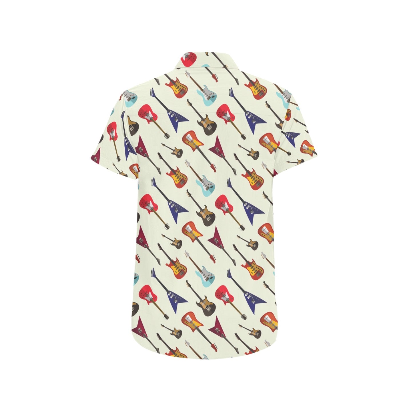 Electric Guitar Print Design LKS404 Men Short Sleeve Button Up Shirt