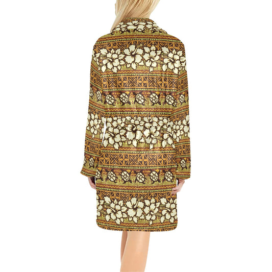Hawaiian Themed Pattern Print Design H015 Women's Fleece Robe