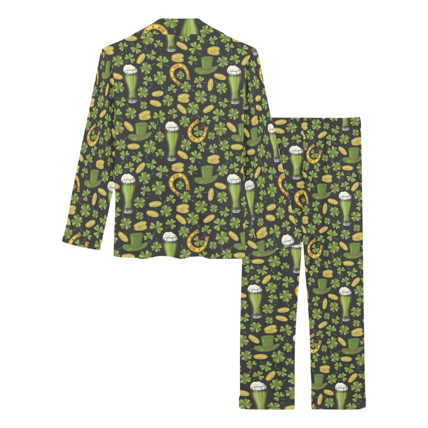 Clover St Patricks Pattern Print Design 03 Women's Long Pajama Set