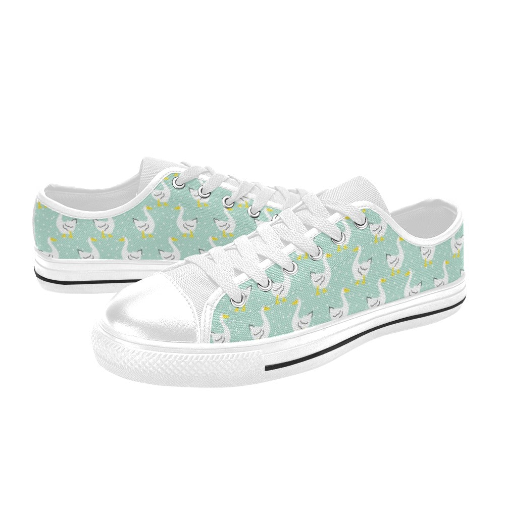 Goose Print Design LKS404 Women's White Low Top Shoes