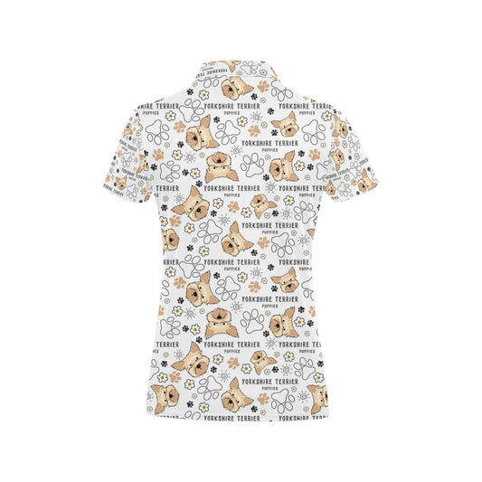 Yorkshire Terriers Print Design LKS308 Women's Polo Shirt