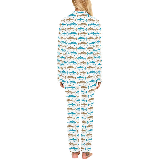 Tuna Fish Print Design LKS301 Women's Long Pajama Set