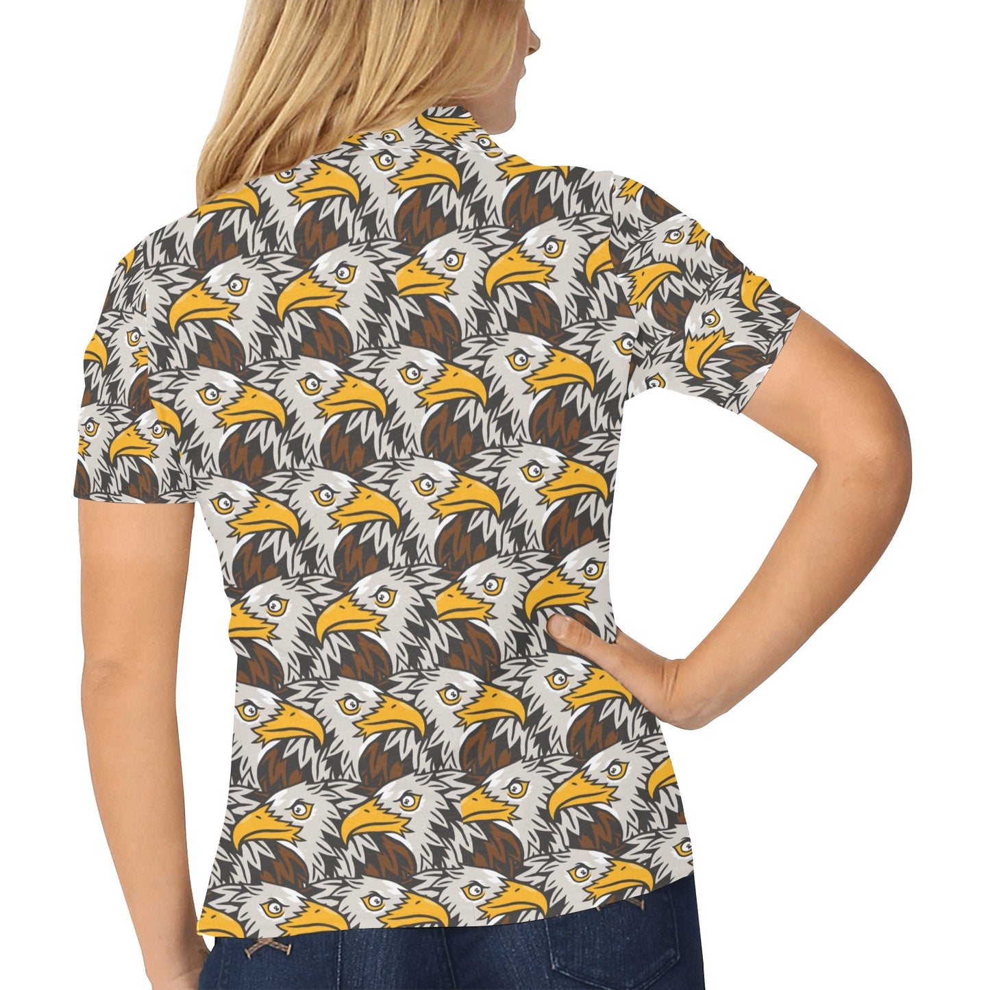 Eagles Head Pattern Women's Polo Shirt