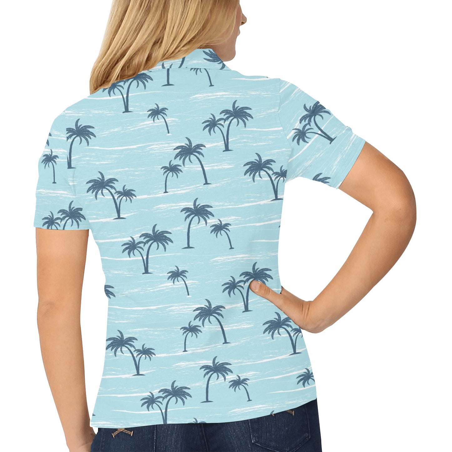 Palm Tree Pattern Print Design PT04 Women's Polo Shirt