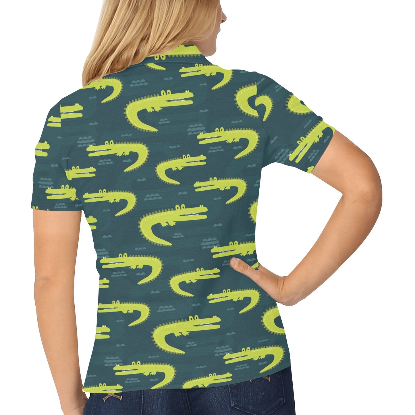 Alligator Pattern Print Design 03 Women's Polo Shirt