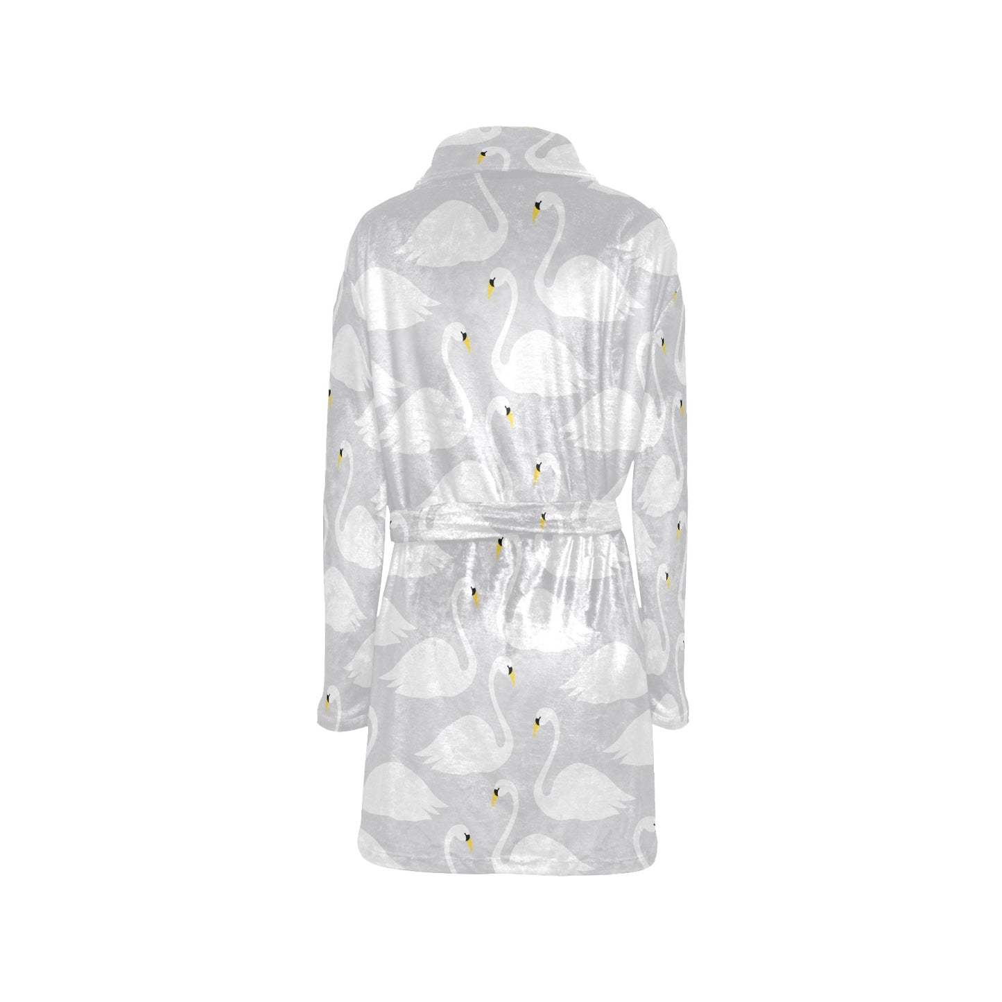 Swan Pattern Print Design 02 Women's Fleece Robe