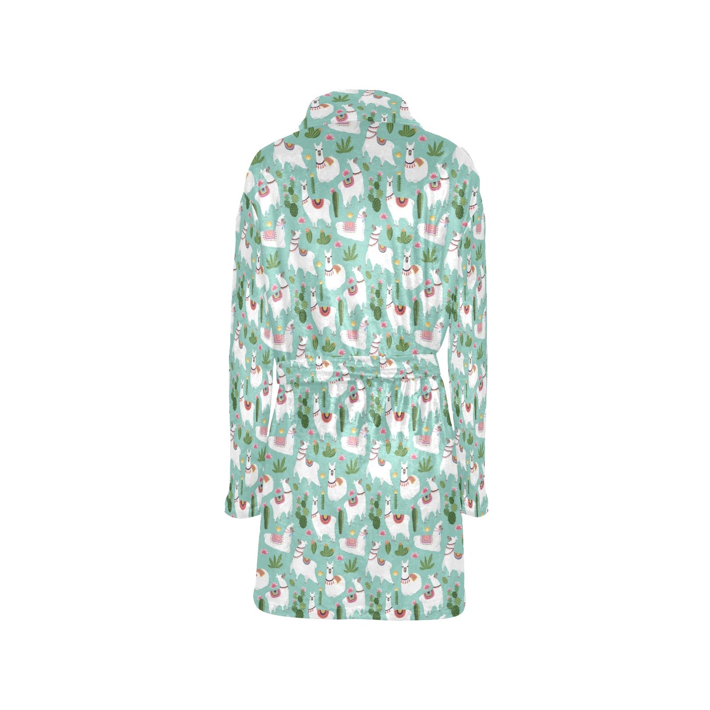 Llama with Cactus Themed Print Women's Fleece Robe