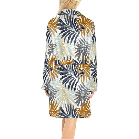 Colorful Tropical Palm Leaves Women's Fleece Robe
