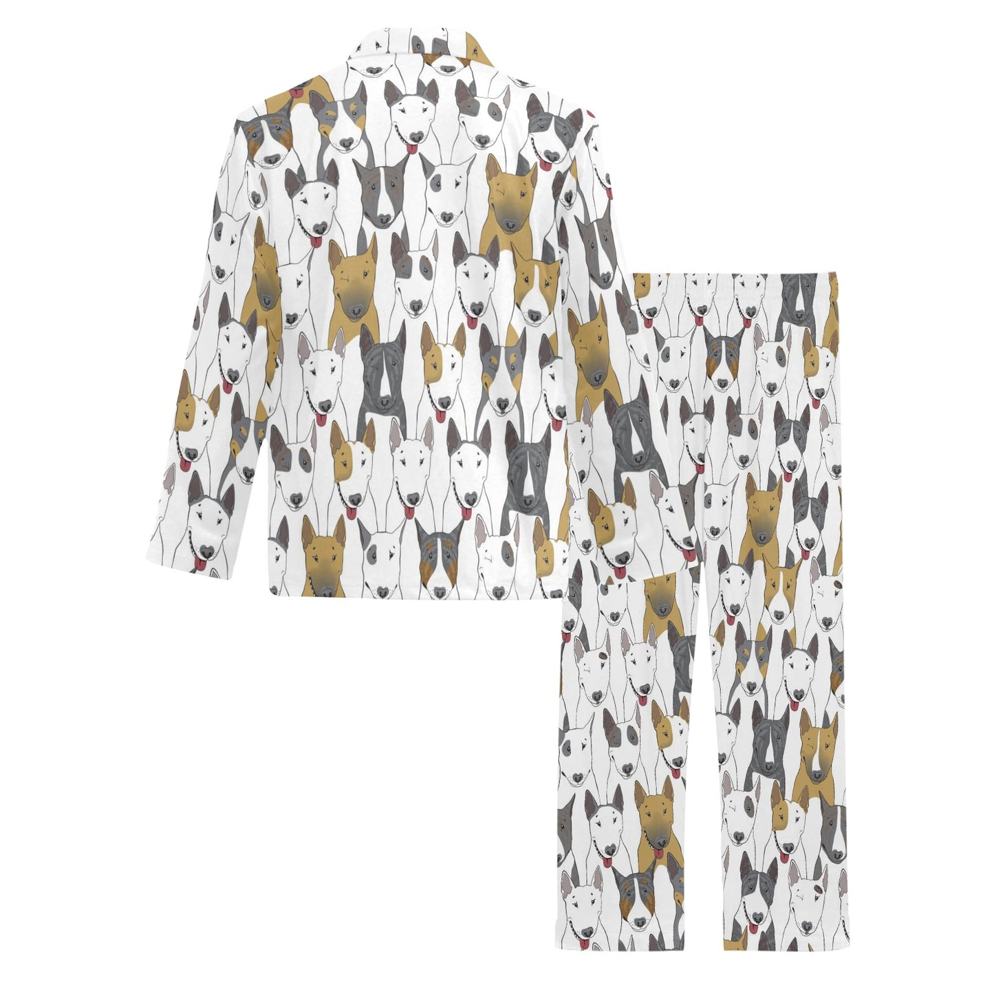 Bull Terriers Pattern Print Design 03 Men's Long Pajama Set