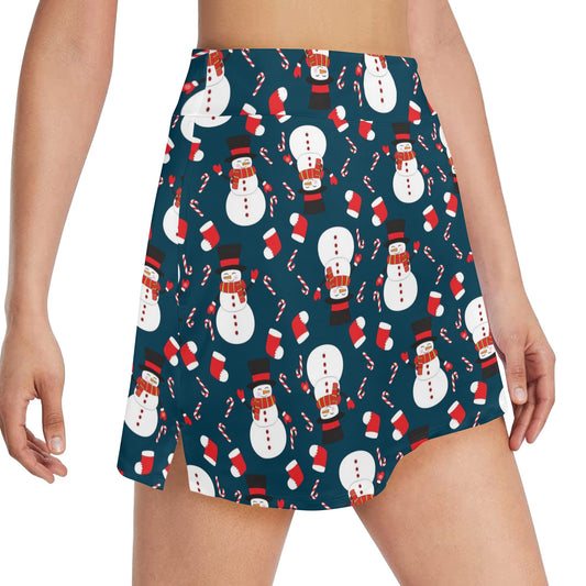 Snowman Print Design LKS301 17" Golf & Pickleball Skort with Pockets