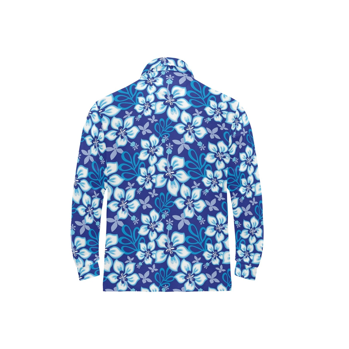 Hibiscus Pattern Print Design HB04 Long Sleeve Polo Shirt For Men's