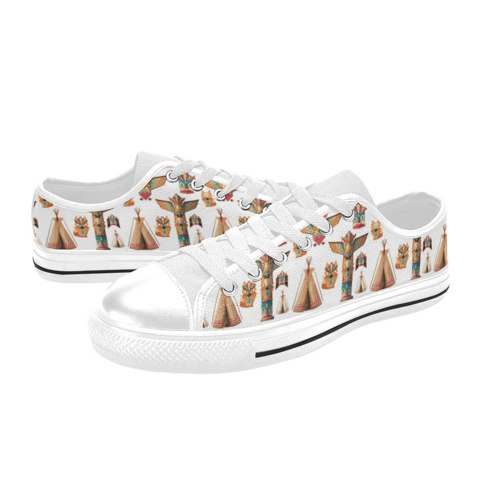 Totem Native Print Design LKS303 Women's White Low Top Shoes