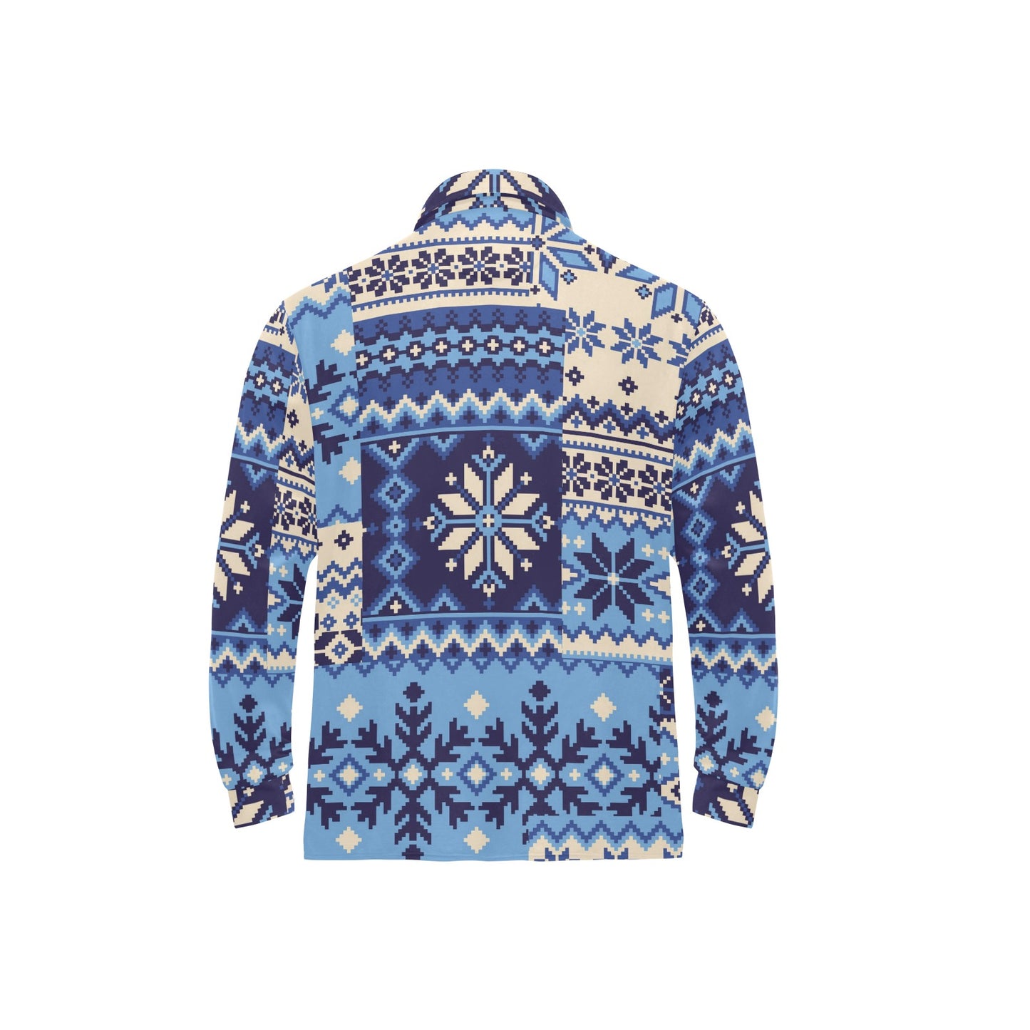 Nordic Pattern Print Design A04 Long Sleeve Polo Shirt For Men's