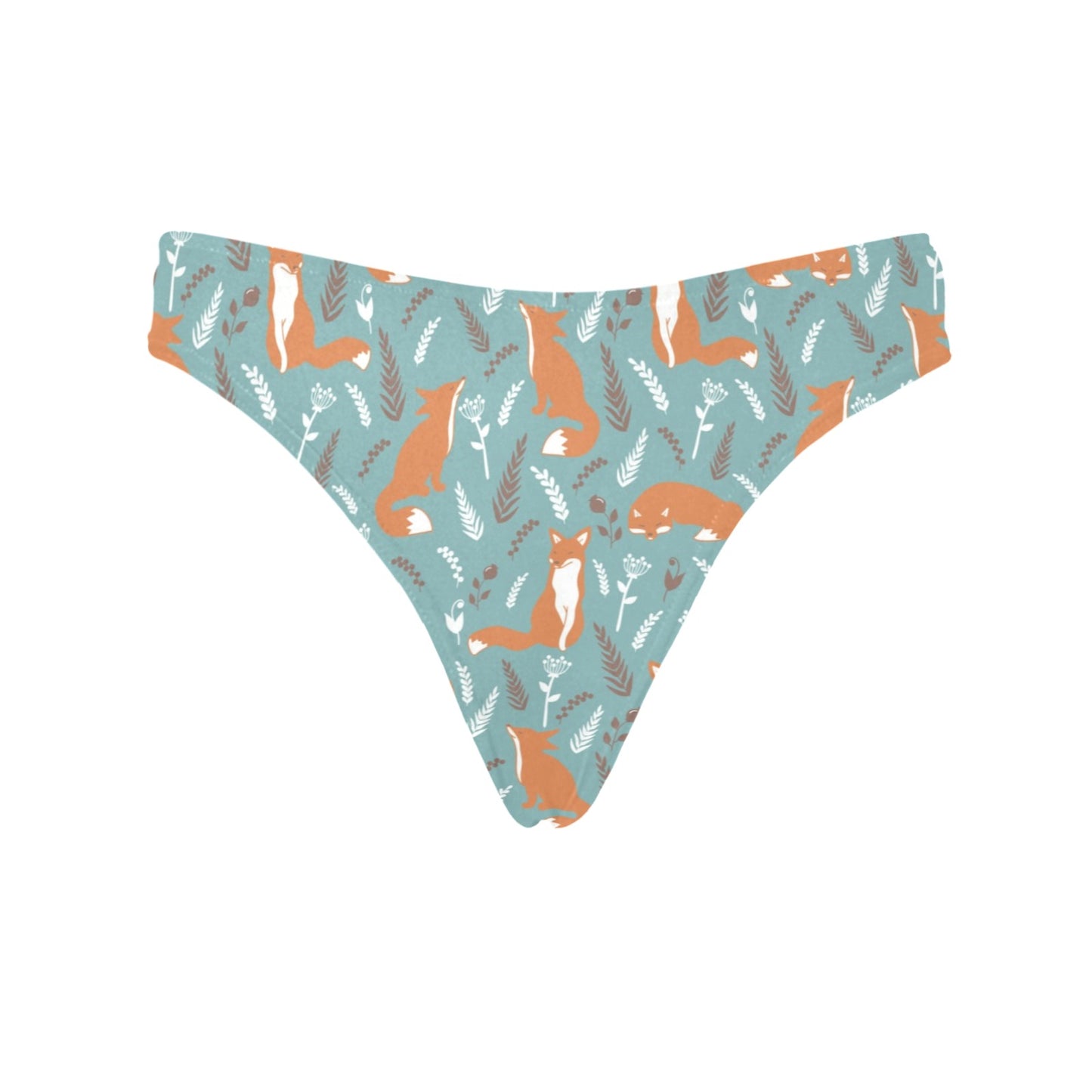Fox Forest Print Pattern Women's Thongs