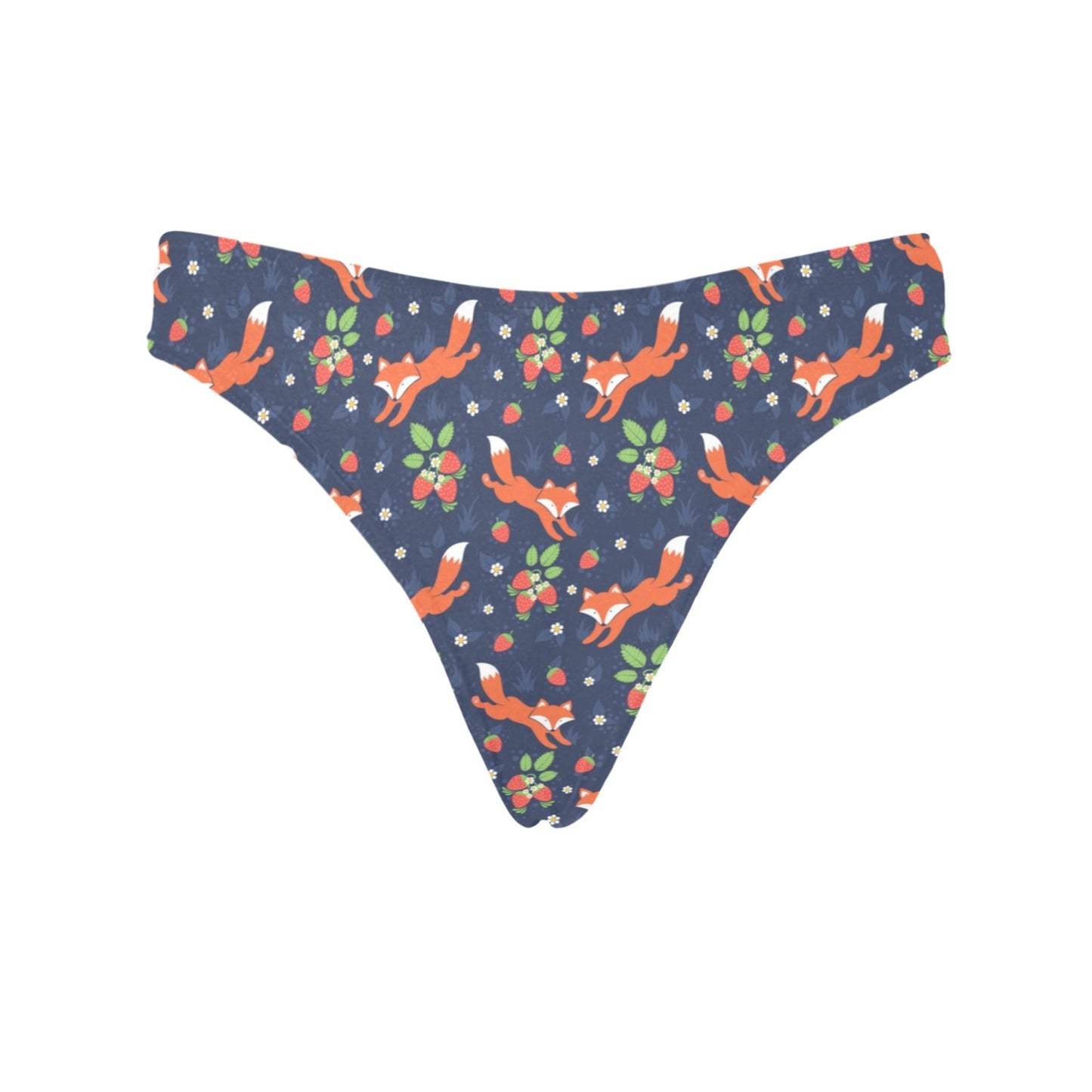 Fox Strawberry Print Pattern Women's Thongs