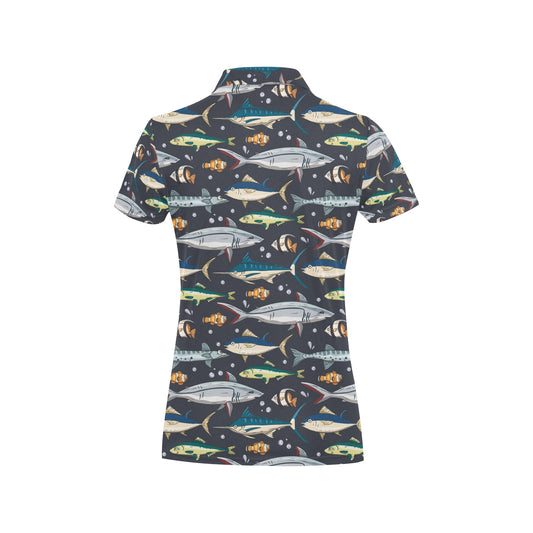 Swordfish Pattern Print Design 04 Women's Polo Shirt