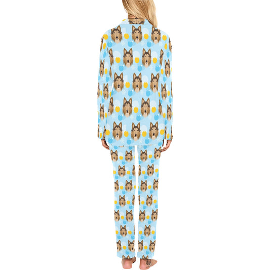 Collies Pattern Print Design 02 Women's Long Pajama Set