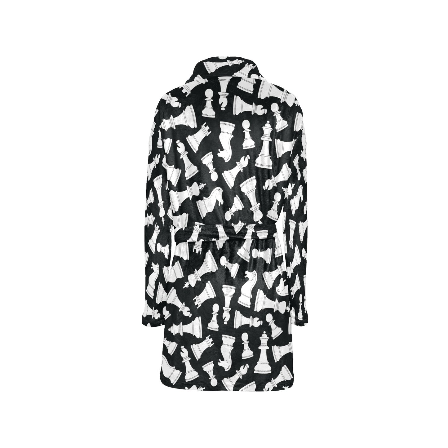 Chess Pattern Print Design 01 Women's Fleece Robe